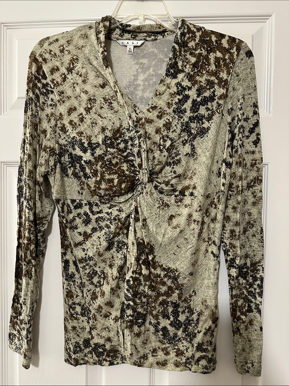 CAbi Knotted V-Neck Long Sleeve Top